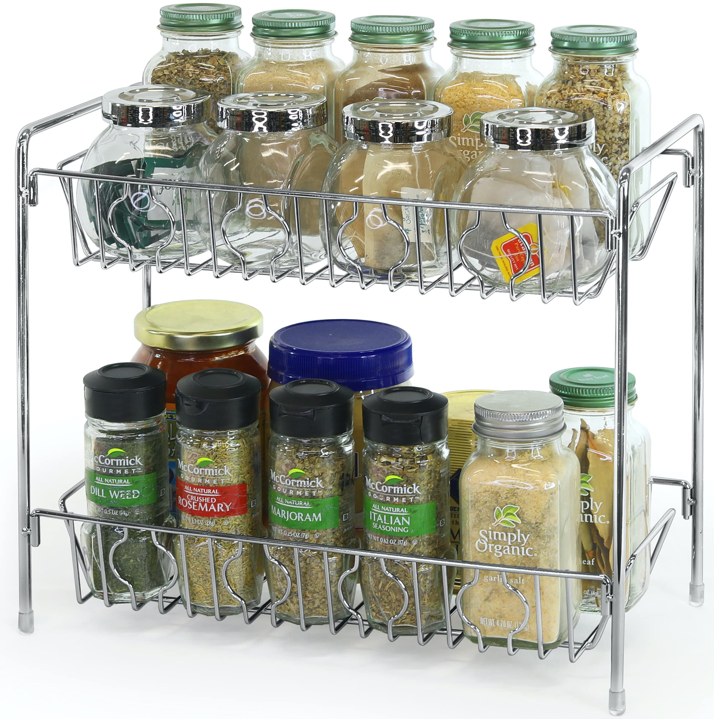 Simple Houseware 2Tier Spice Rack Kitchen Organizer Countertop Shelf