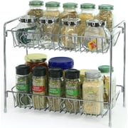 Simple Houseware 2-Tier Spice Rack Kitchen Organizer Countertop Shelf, Chrome