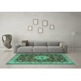 thumbnail image 3 of Ahgly Company Machine Washable Indoor Square Persian Turquoise Blue Traditional Area Rugs, 3' Square, 3 of 4