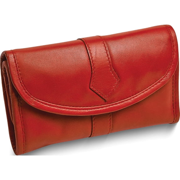 Fashion Red Leather Trifold Jewelry Clutch (6.5 X 1.5) Made In India gm17740