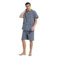 thumbnail image 2 of Men Cotton Pajama Shorts For Men Lightweight Plaid Soft Nightwear Short Sleeves PJS With Pockets, 2 of 5