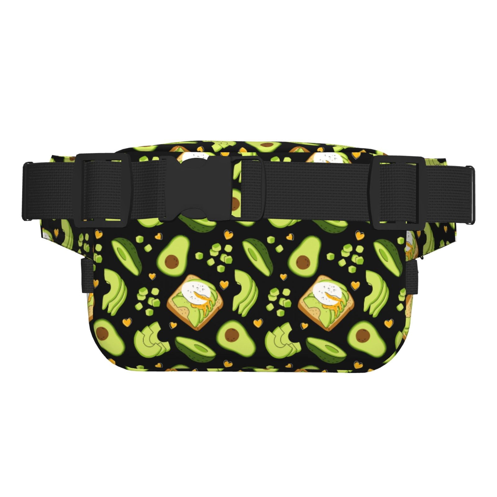 Fuzoiu Avocado Toast Print Unisex Square Double Layer Waist Bag,Crossbody Fanny Pack Travel Workout Accessory