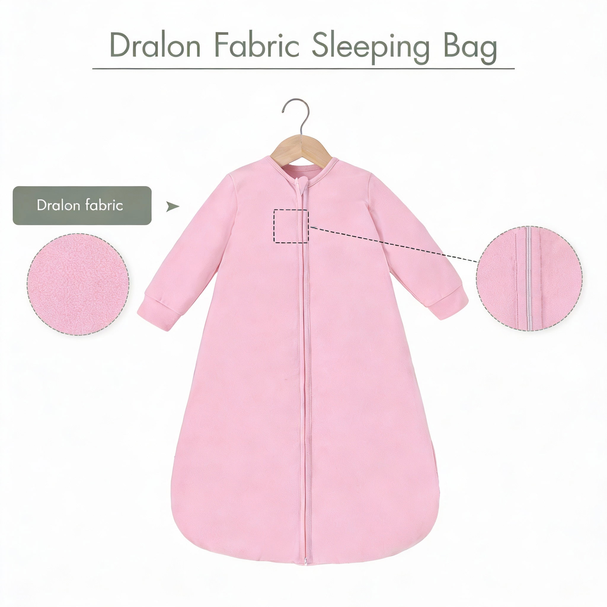 Baby Warm Sleeping Bag - Pink, 100% Polyester Fiber, Double Zipper Design, 3 Sizes (0-6M)