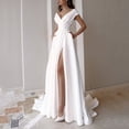 thumbnail image 4 of Ladies White V Neck Long Dress Evening Dress Formal Dress Chiffon Dress Long Long Sparkly Dress Thigh Slit Dresses Long Cold Shoulder Tops Formal Dresses Semi Formal for Women plus Size Midi Dress, 4 of 8