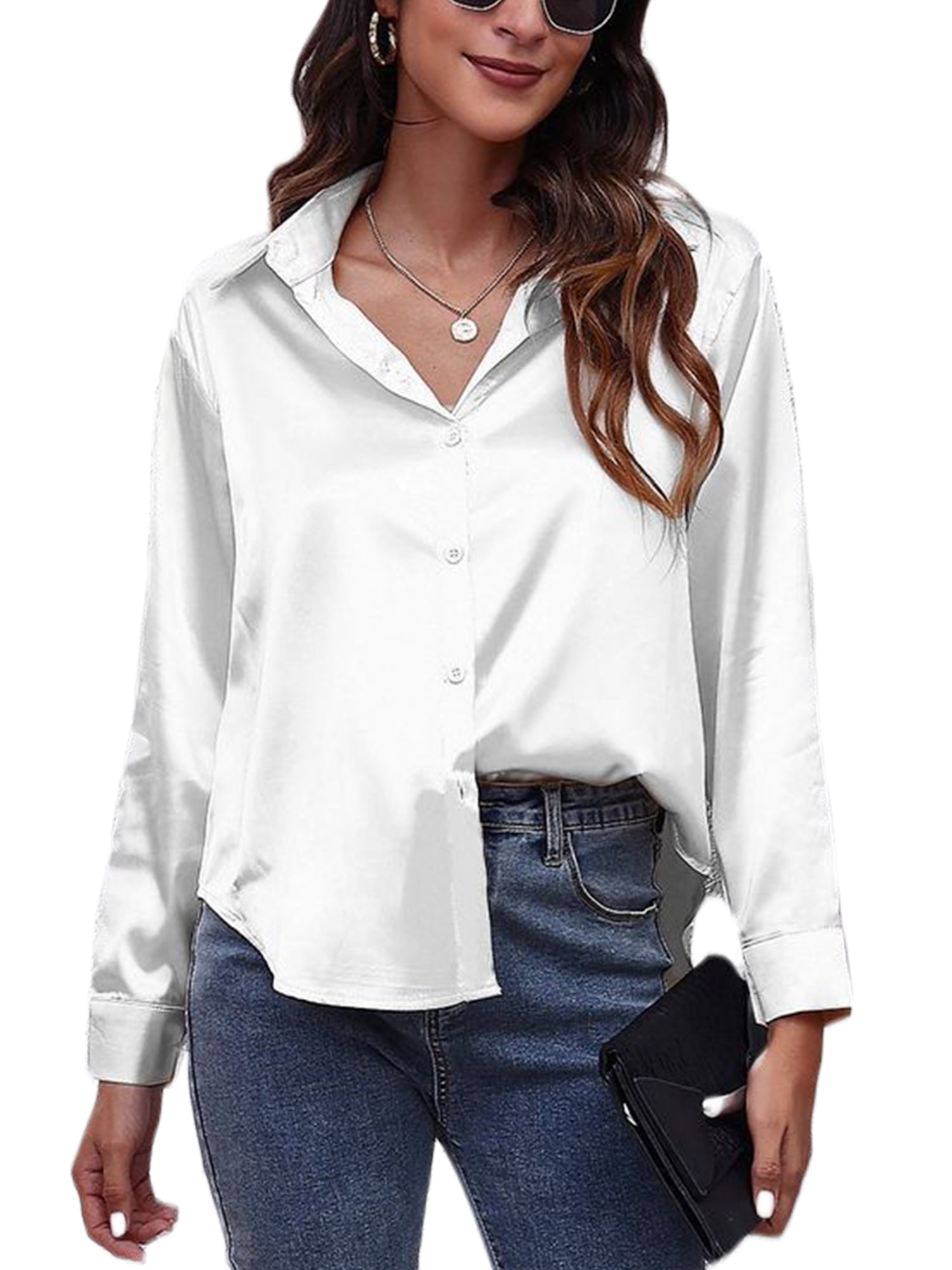 White Shirt for Women Womens Shirts Long Sleeve Plus Size Blouses for Women  2X Girl White Button Down Shirt Long Sleeve Shirts for Women V Neck amazom  Deals Cheap Stuff Under 50 Cents : Clothing, Shoes & Jewelry 