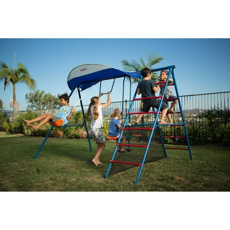 IRONKIDS Inspiration 100 Metal Swing Set with Ladder Climber and UV Protective (Best Playgrounds In Bay Area)
