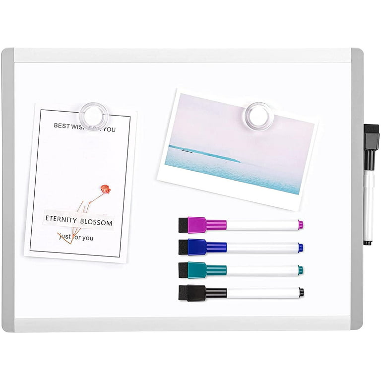 KYSHop White Board Small, Dry Erase Board for Kids, Double Sided, 11 x 14 Inches, Magnetic Whiteboard with 6 Markers, 2 Magnet Pins