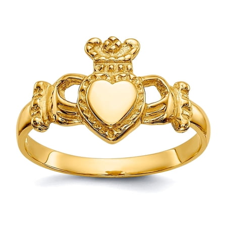 5mm 10k Solid Yellow Gold Polished Ladies Irish Claddagh Celtic Trinity Knot Ring Size 7.00 Ring for Women