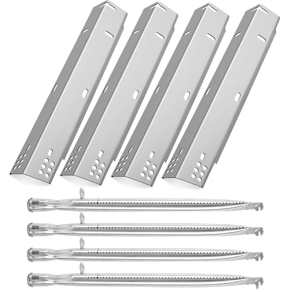 4-Pack, Replacement Burners & Heat Shields for Dyna Glo DGH474CRP, DGH485CRP, & More, Replacement Parts for DynaGlo 5 Burner Gas Grills, Dyna Glo Grill Parts Kit, Stainless-Steel