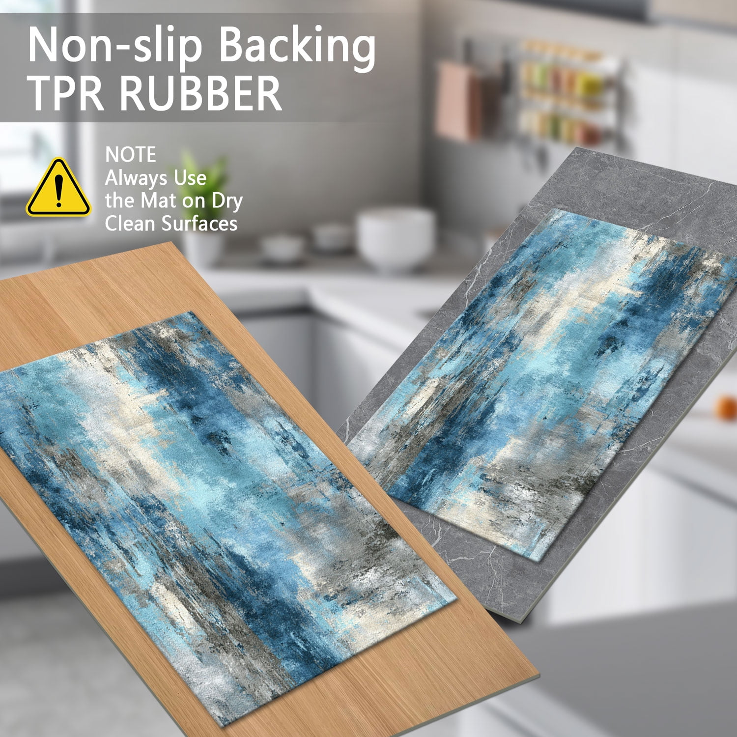 3 Piece Kitchen Rug Set, Non-Slip And Washable, Abstract Pattern Kitchen Hallway Rug, Soft And Comfortable, Suitable For Sinks, Floors, Entrances, Hallways and Bathrooms