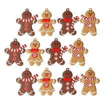 Niceauty 12pcs Gingerbread Figurines Christmas PVC Hanging Decorative for Friends