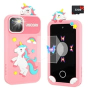 Kids Smart Phone Toy, 2.8" Touchscreen, Dual Camera, Music, Games, 32GB SD Card for Kids, Pink
