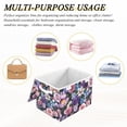 thumbnail image 6 of Yayeee Collapsible Cube Storage Bin with Lid Fabric Closet Decorative Basket with Handles, Pink and Purple Flowers, 6 of 7