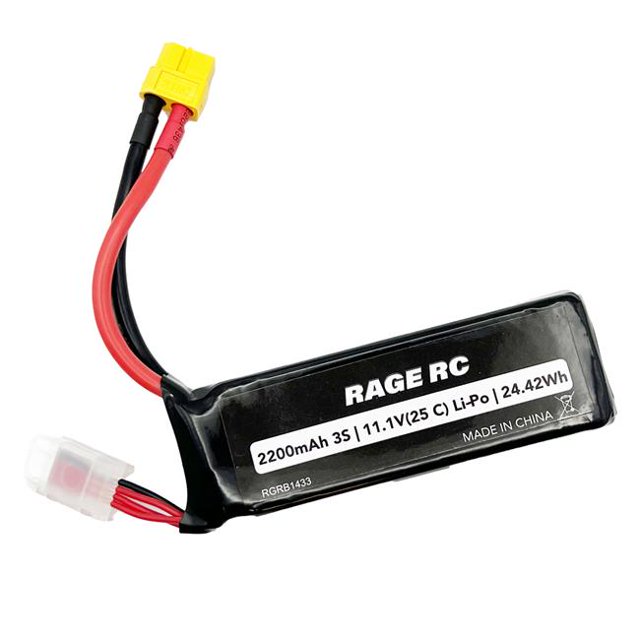 Rage RC RGRB1433 11.1V 3S 2200mAh Lipo Battery with XT60 Connector BM EX BL