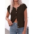 thumbnail image 2 of PRETTYGARDEN Womens Cap Short Sleeve Sweater Vest Spring Summer Lightweight Button Down Cardigans Trendy Loose Tops, 2 of 9