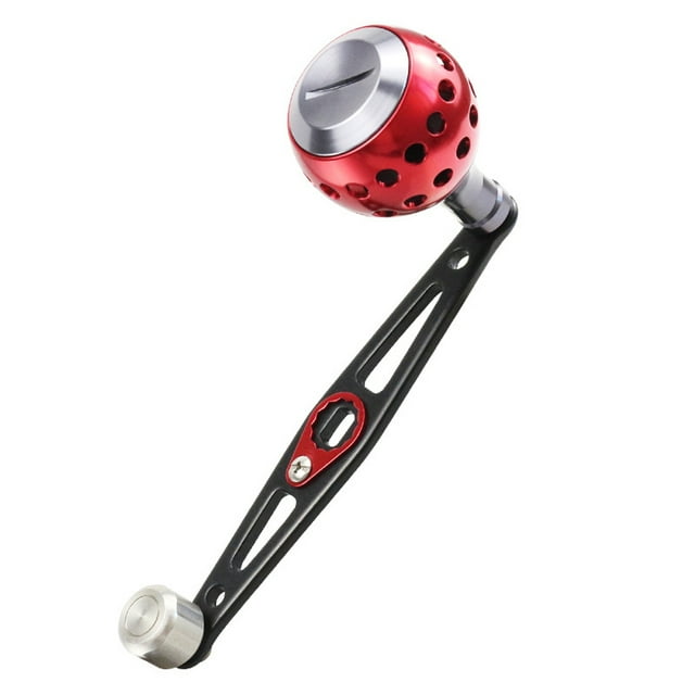 Graflsoa Moulinet de Pêche Amélioré avec Poignée Ergonomique, Bouton de Distribution d'Appâts en Alliage d'Aluminium pour Moulinets de Marque D/A, Design Noir et Rouge, Trou de Montage 8x5mm