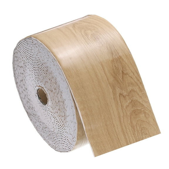 Uxcell Peel and Stick Waterproof Wall Border, 4" x 394" Yellow Wood Grain Removable Wallpaper Border Sticker Trim Wall Edging Lines for Wall Corner Table Furniture Mirror Frame