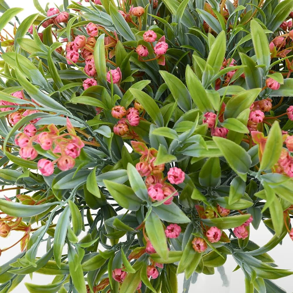 8pcs Artificial Flowers for Outdoor Plastic Flower Plants Fake Flowers UV Resistant Faux Flowers (Red)