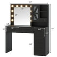 thumbnail image 2 of Afuhokles Vanity with Lighted Mirror and Charging Station, Farmhouse Makeup Vanity Desk with Storage Shelves, Black, 2 of 6