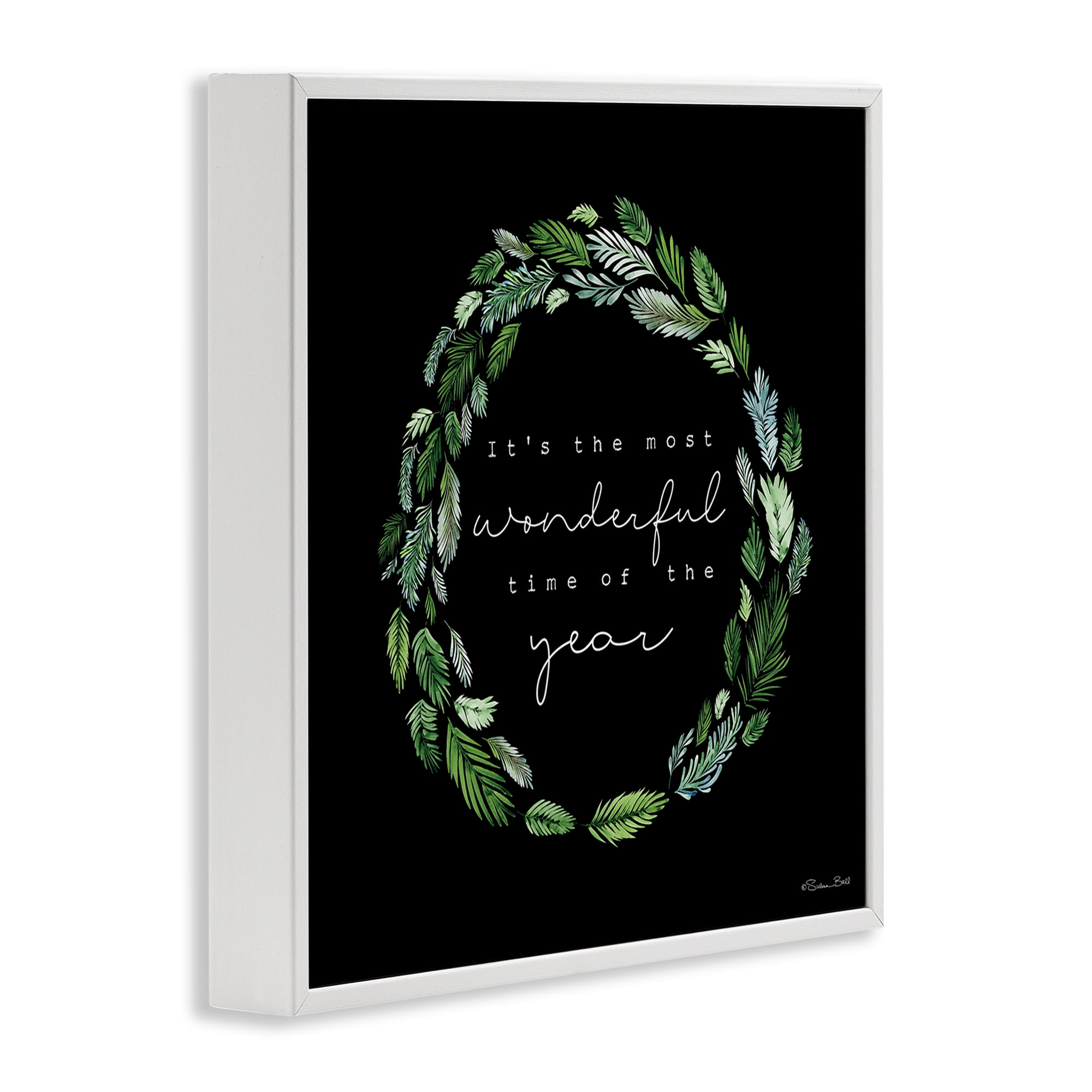 Stupell Industries Minimal Holiday Wreath Holiday Painting White Framed Art Prints Wall Art, 17 x 17