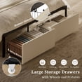 thumbnail image 4 of GUNAITO King Bed Frame with Storage Headboard Upholster Platform Bed Frame with LED Lights and USB Ports & Outlets Beige, 4 of 9