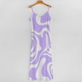 thumbnail image 5 of Purple White Swirl Abstract Pattern Sleeveless Suspender Dress Summer Fashion Casual Long Dress, 5 of 9
