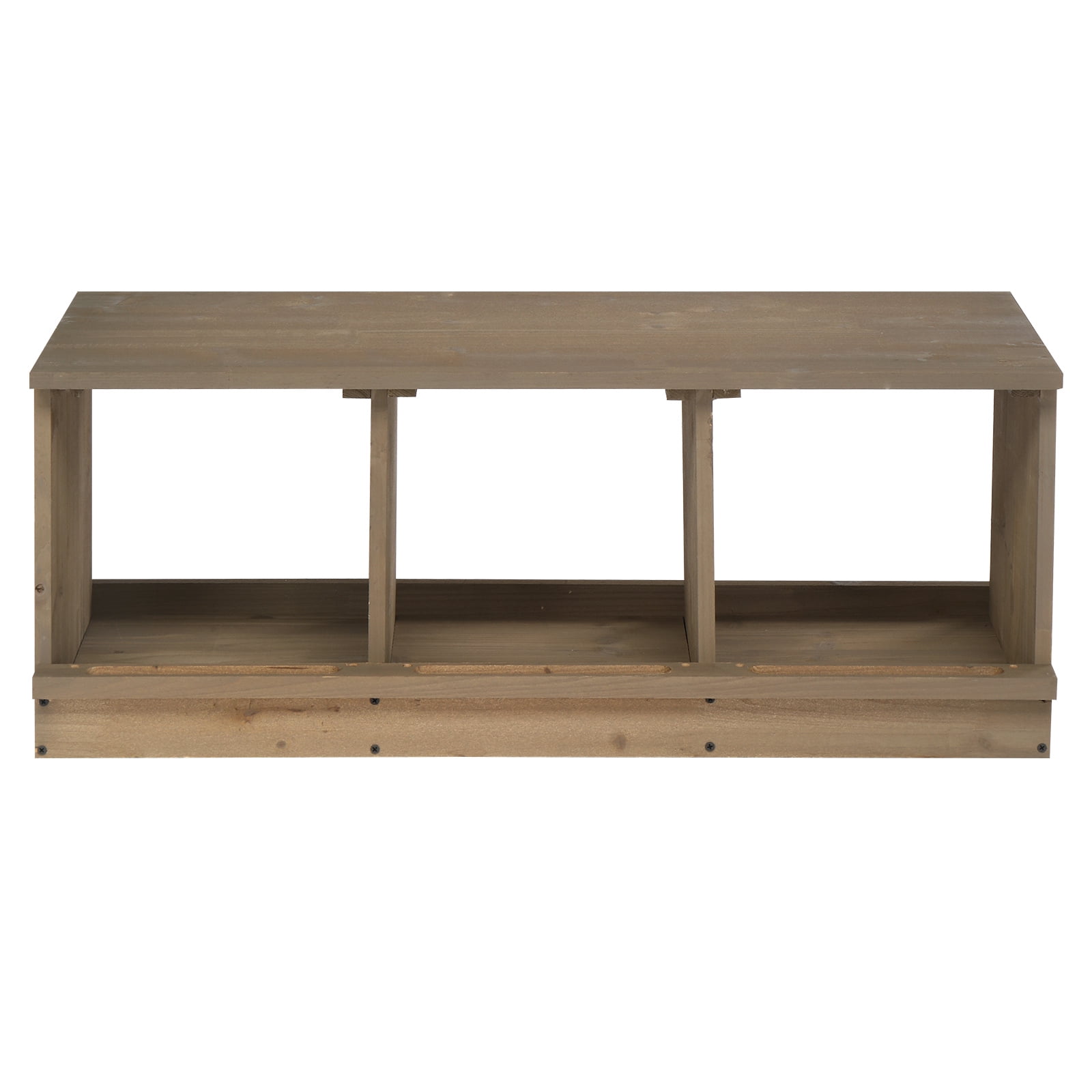 Gray 3-Compartment Wooden Chicken Nesting Box, Weather-Resistant Fir Wood Hen Nest Box with Perches, for Chickens Ducks Geese Rabbits