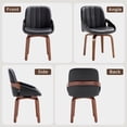 thumbnail image 4 of Fahomiss Swivel Dining Chairs Set of 6, Mid-Century Modern Black Leather Kitchen Chairs with Bentwood Legs, 4 of 8