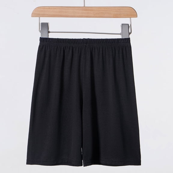 Amidoa Boys Shorts Casual Summer Elastic Waist Solid Color Soft Wide Leg Shorts for Kids Black Size 10