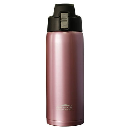 Flip Top Drink Aquatix (Rose Gold, 21 Ounce) Pure Stainless Steel Double Wall Vacuum Insulated Sports Water Bottle with Convenient Flip Top - Keeps Drinks Cold for 24 Hours, Hot for 6 Hours ()