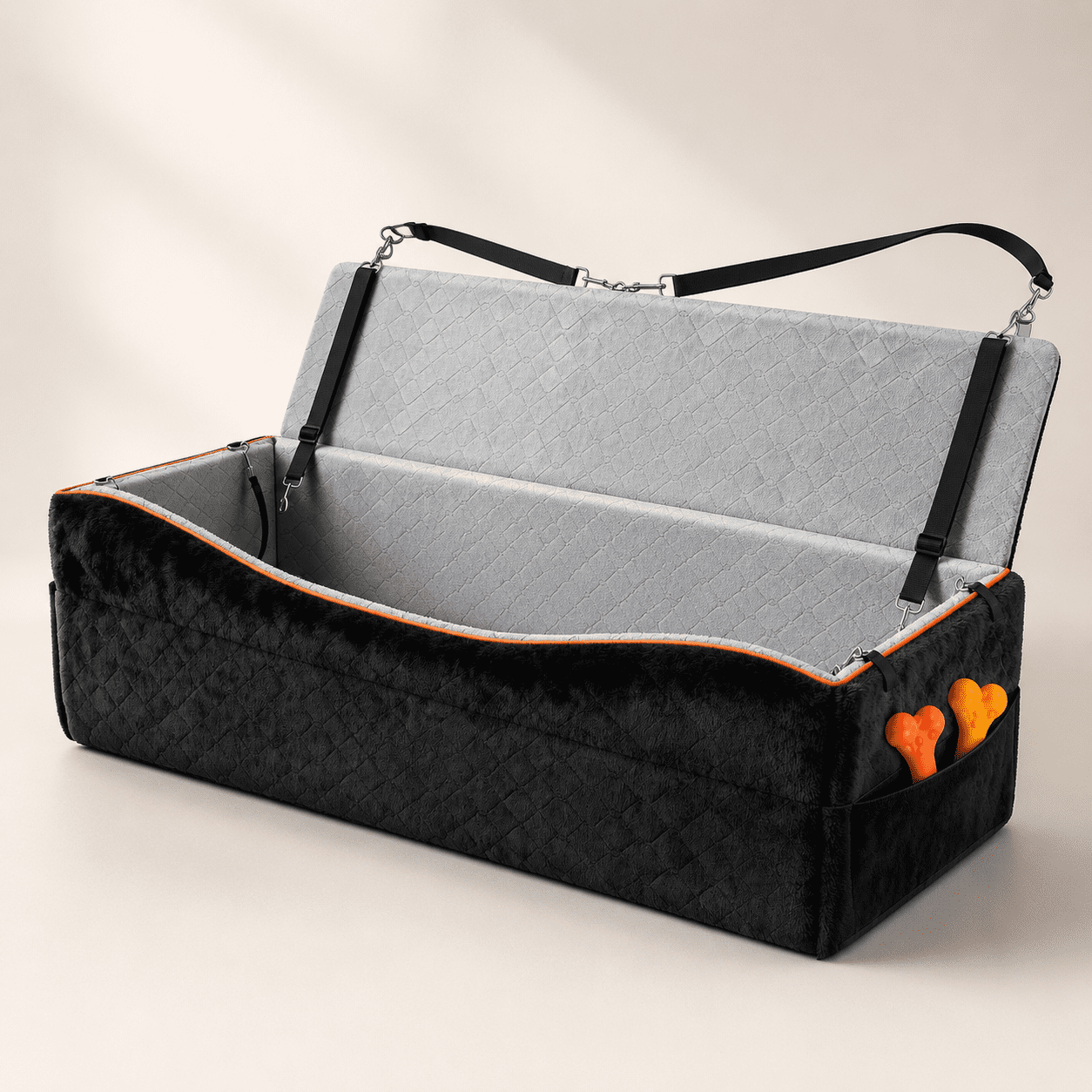 Black/Gray-L Large Pet Booster Car Seat For Up To 100lbs Dogs