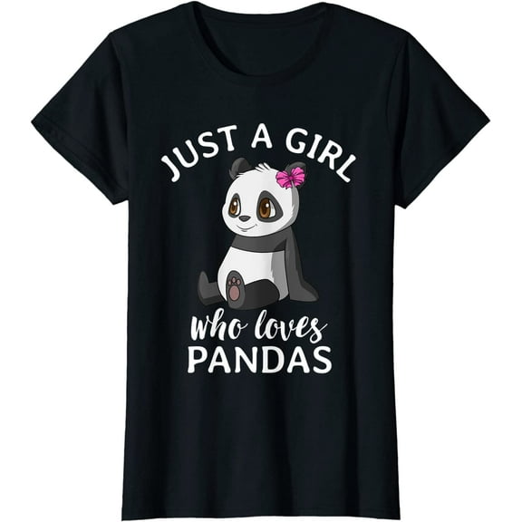 Women Tops Just A Girl Who Loves Pandas Cute Panda Short Sleeve T-Shirt