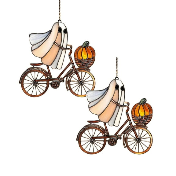 2PCS 2D Acrylic Halloween Ornament - Mischievous Pumpkin Design Party Pendant, Flat Wall Hanging for Festive Indoor Decor
