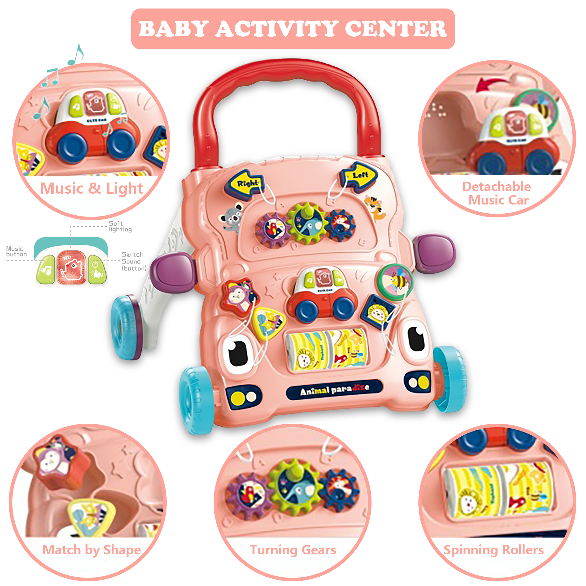 Richgv Baby Walker Sit to Stand Learning Walker Activity Center, Baby Push Walker Toys for 1 Year Old