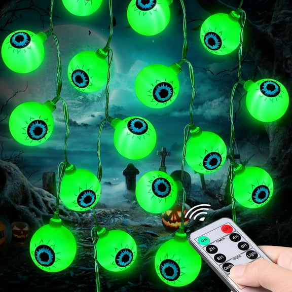 Halloween Decorations 30LED 17Ft Eyeball Halloween String Lights With Timer Remote Battery Operated 8 Modes Halloween Lights Halloween Indoor