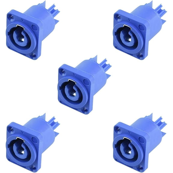 Bescoos 3 PIN AC Powercon Connector Male Plug 20A/250V for Stage Light LED Screen Blue Connector Compatible with NAC3FCA, NAC3FCB, NAC3MA-1, NAC3MPB-1 Connector（Blue_5 Pcs）