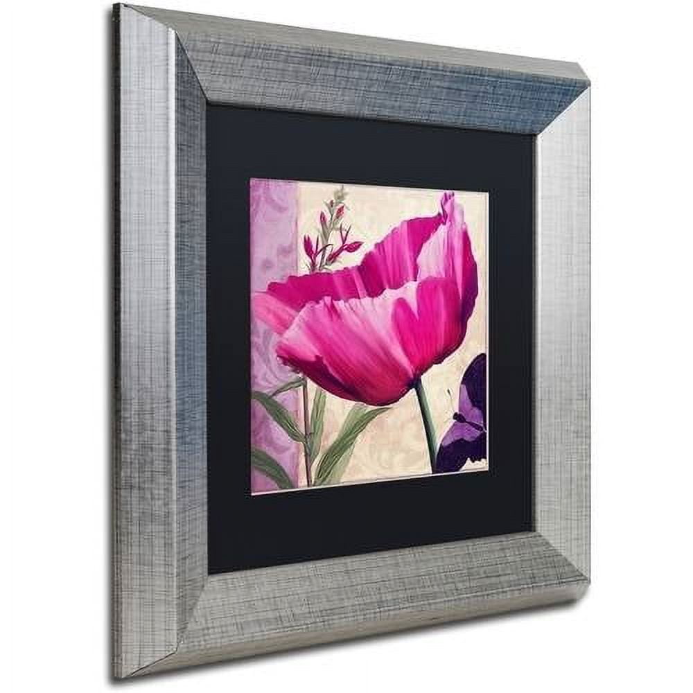 Trademark Fine Art " Pink Poppy I " Canvas Art by Color Bakery Black Matte, Silver Frame