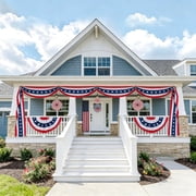 1Pcs 25 Ft Patriotic Bunting with 250 Stars, Red White Blue American Flag Banner for 4th of July, Independence Day, Memorial Day, Outdoor Indoor Door Porch Garden Decorations