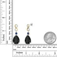 thumbnail image 6 of Gem Stone King 925 Silver and 10K Yellow Gold Black Onyx and Blue Created Sapphire and White Lab Grown Diamond Earrings for Women | 27.45 Cttw | Gemstone December Birthstone | Pear Shape 18X13MM, 6 of 6