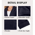 thumbnail image 4 of JWD Women's Slim Fit 3/4 Sleeve Notched Lapel Blazer - One Button Business Office Jacket with Pockets Navy Blue 16, 4 of 6
