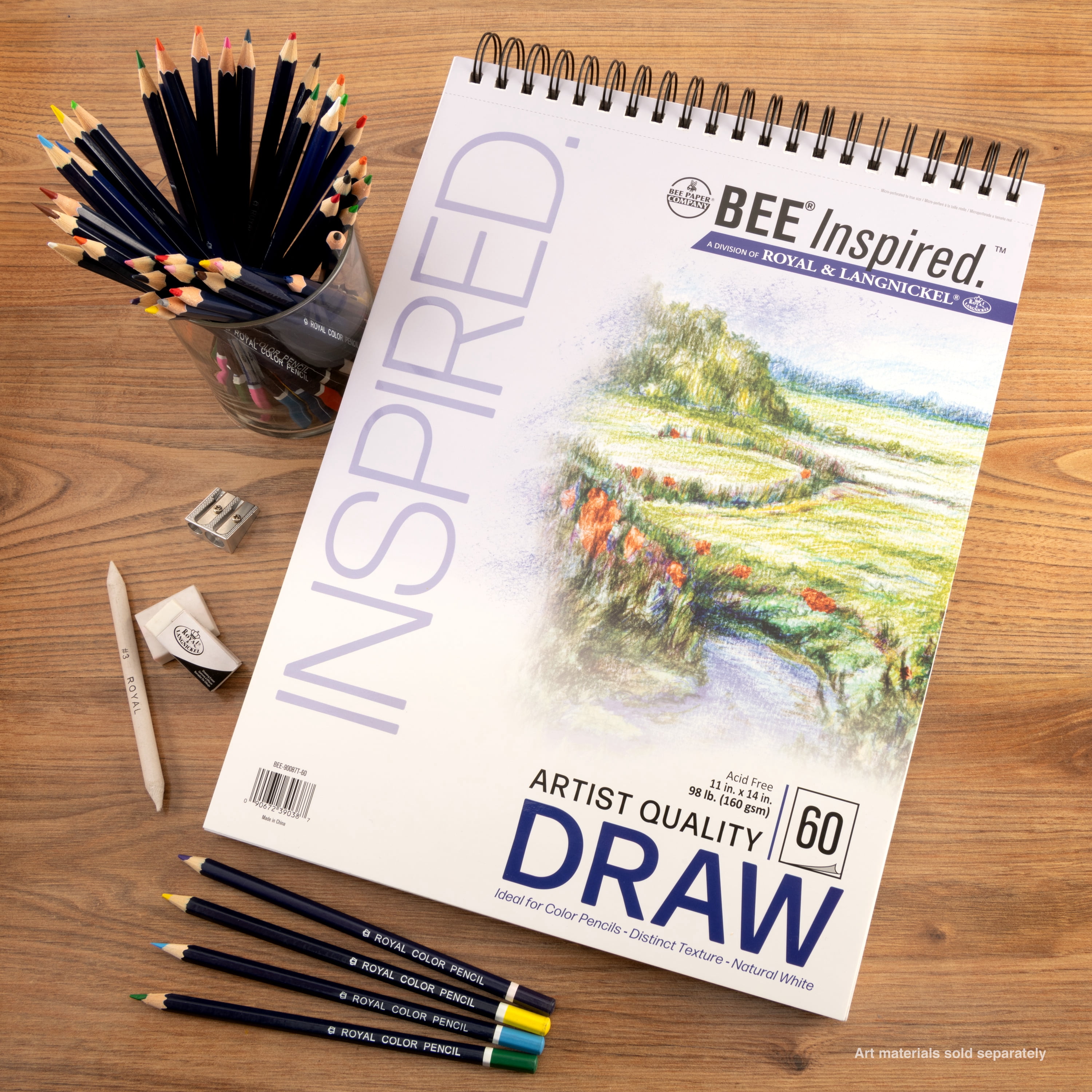 Bee Paper - Bee Inspired 11"x14" Drawing Paper Pad, 60 Sheets, Top Wire, 98lb. 160GSM