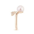 thumbnail image 3 of ANGARA Japanese Akoya Cultured Pearl Olive Leaf Wrap Ring in 14K Rose Gold for Women | June Birthstone, Birthday, Anniversary, Jewelry Gift for Women | Pearl Ring, 3 of 8