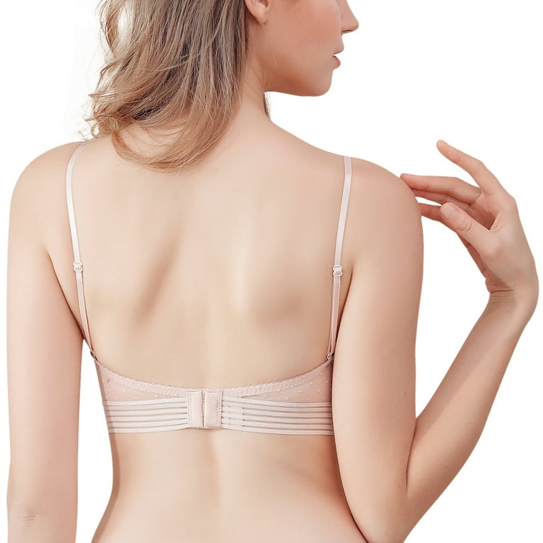 Lace Backless Strapless Bra Push Up Plus Size Bras 3XL For Women Underwear  Polka Dot Mesh Ultra Thin Lingerie Tank Top Bras