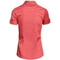 thumbnail image 3 of J. METHOD Women's Tailored Button Down Shirt Cuffed Short Sleeve Stretch Collar Office Work Formal Casual Basic Blouse Top NEWT06 Coral 1X, 3 of 5