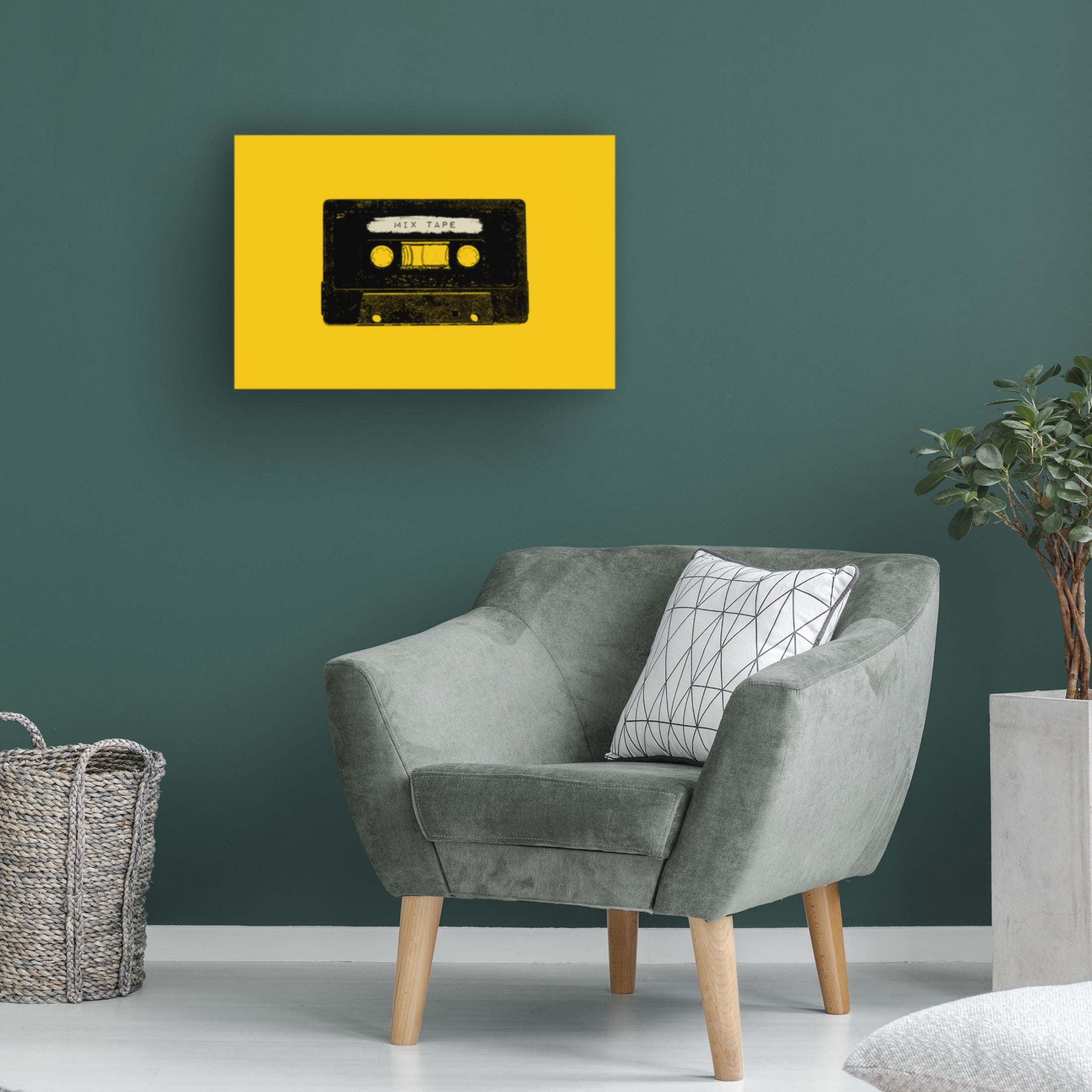 Canvas Wall Art - Tom Quartermaine 'Retro Yellow Cassette Tape' Wall Art for Living Room, Bedroom, or Office Décor by Trademark Fine Art - 47 x 30 Inches
