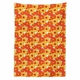 thumbnail image 2 of Orange Tablecloth, Gerbera Flowers Petals in Graphic Style Vibrant Summer Nature Design, Rectangle Satin Table Cover Accent for Dining Room and Kitchen, 52" X 70", Orange Yellow Scarlet, by Ambesonne, 2 of 2