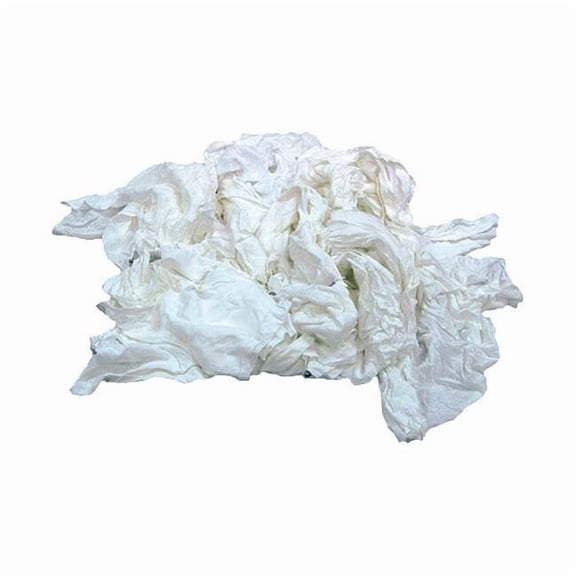 Hospeco Recycled Cotton T-shirt Cloth Rag 25 lb. Varies, White, 200PK 457-25
