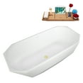 thumbnail image 5 of 63" Streamline B-504-232-PBR Soaking Glossy White Freestanding Tub and Tray With Internal Drain in Polished Brass, 5 of 14