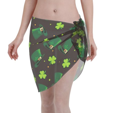 Adobk Women Beach Sarong Bathing Suit St. Patrick S Day8 Print Wrap Skirt Sheer Bikini Swimsuit Cover Ups For Swimwear