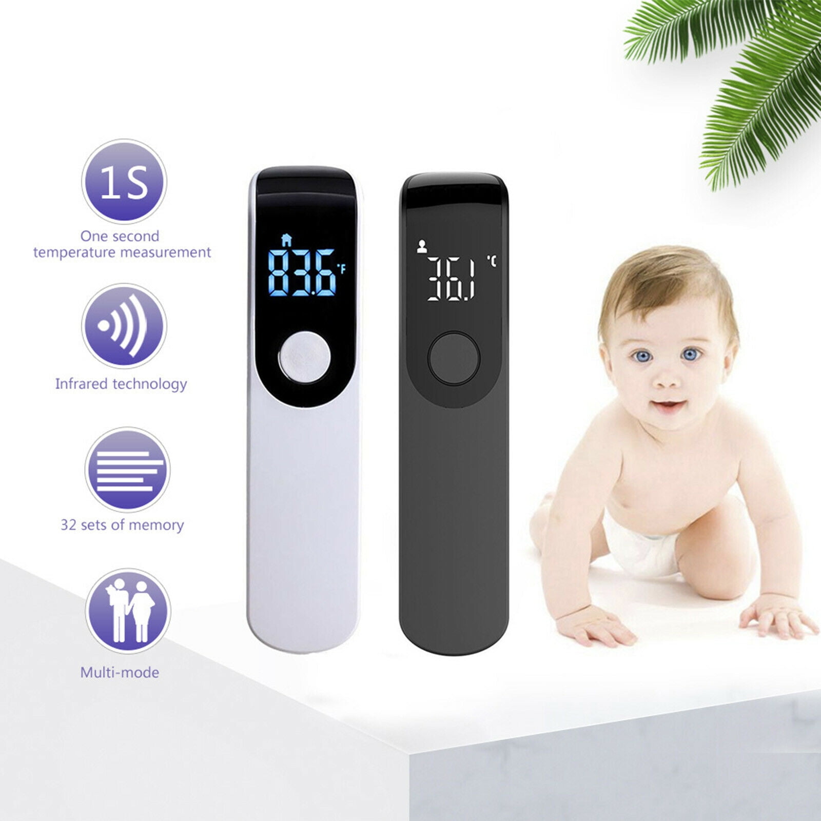 Dreambeauty Digital Forehead Thermometers Non-Contact Infrared Forehead Thermometer with LCD Display No Touch Accurate Instant Readings Kids Baby Adults
